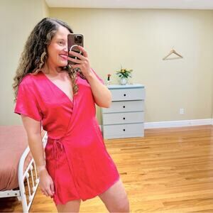 NWT Tuckernuck American Vintage Pink Wrap Mini Dress Small